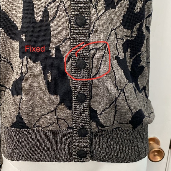 Grey and Black Cardigan Sweater with an Artistic Abstract Design - Picture 6 of 8